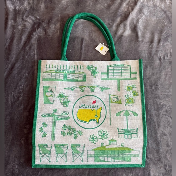 Masters Handbags - 2025 Masters Golf Jute Tote Bag Augusta National New In Hand ANGC Green Beach